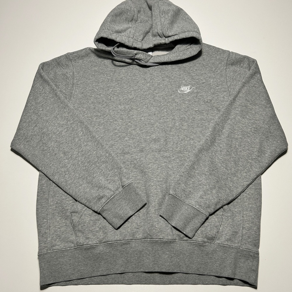 Nike Sportswear Club Fleece Hoodie Mens Large Heather Grey Pullover BV2654-063